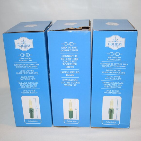 2023 NIB Holiday Time 100 Warm White Mini LED Lights 3 Boxes 21 Ft Green Wire - Picture 2 of 5